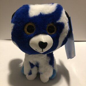 play tive blue white dog puppy plush glitter eyes soft 8” new Fluffy Soft